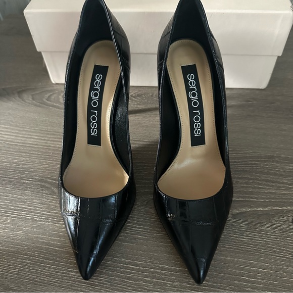 Sergio Rossi Godiva Black Croc Alligator Pumps Heels 5 35.5 35 1/2 - Picture 7 of 15